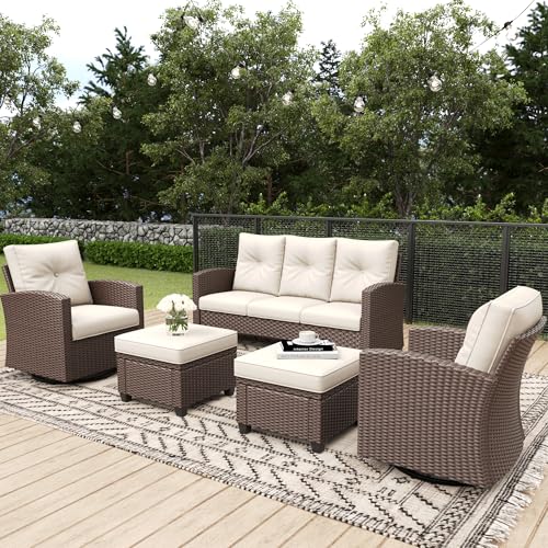 4 Piece Wicker Patio Furniture Set with Fire Pit Table Z2876