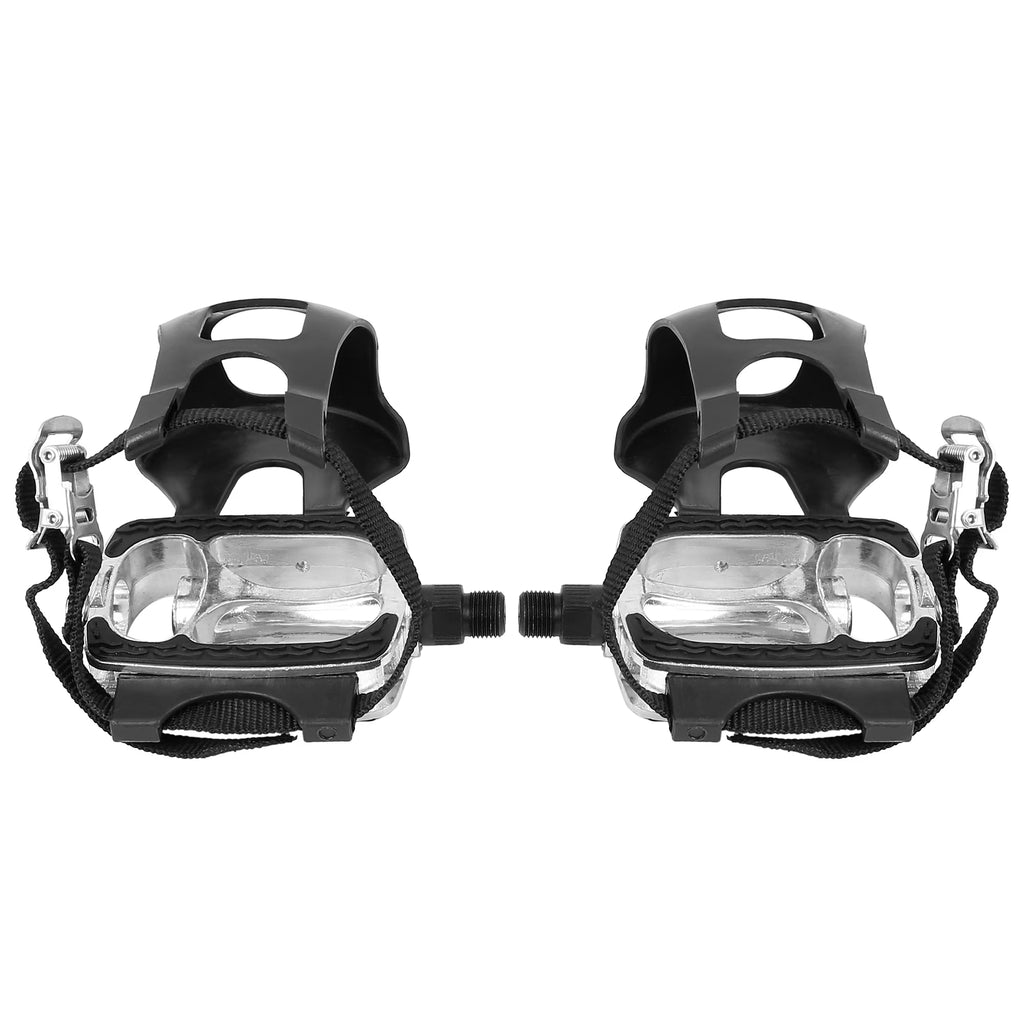 9/16'' Platform Bicycle Pedals with Toe Clip Foot Straps Y504119