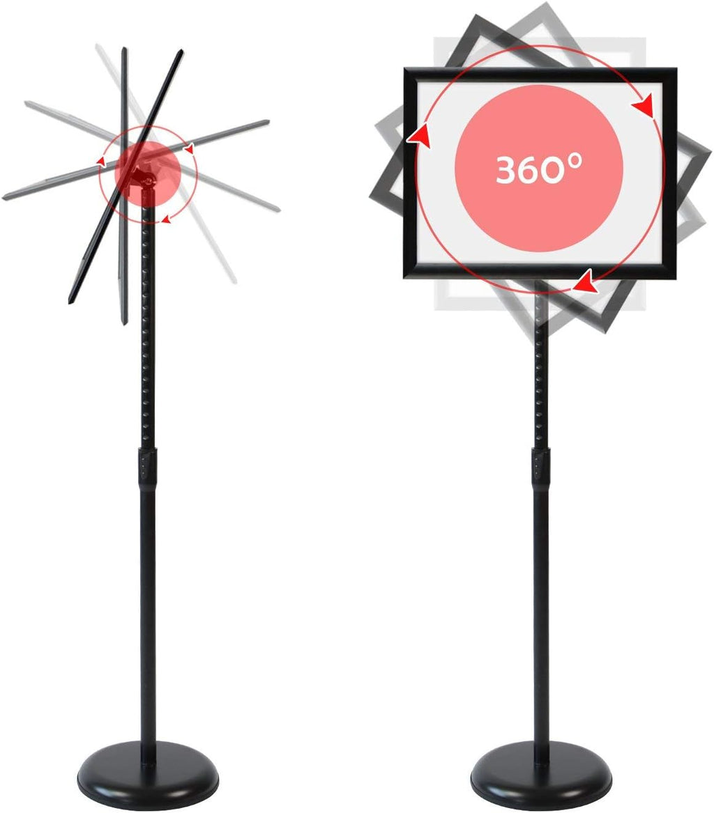 Heavy Duty Adjustable Aluminum Floor Standing Sign Holder, Black H195
