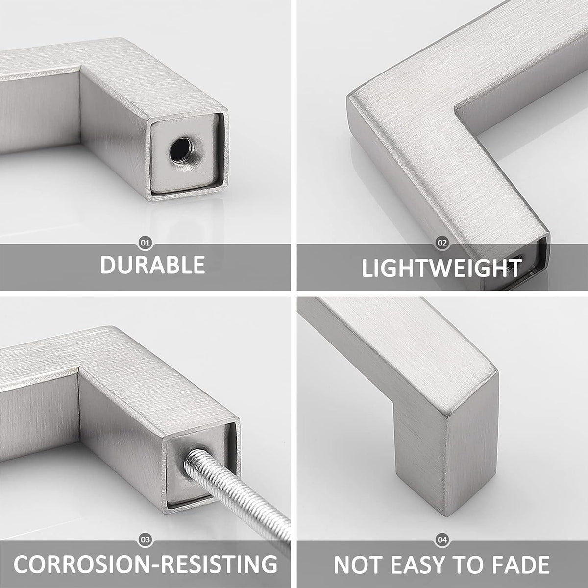 30 Pack Stainless Steel Square Corner Kitchen Cabinet Door Handles P19986