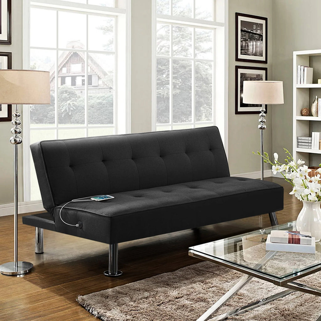 Blue Fabric Convertible Futon F4301