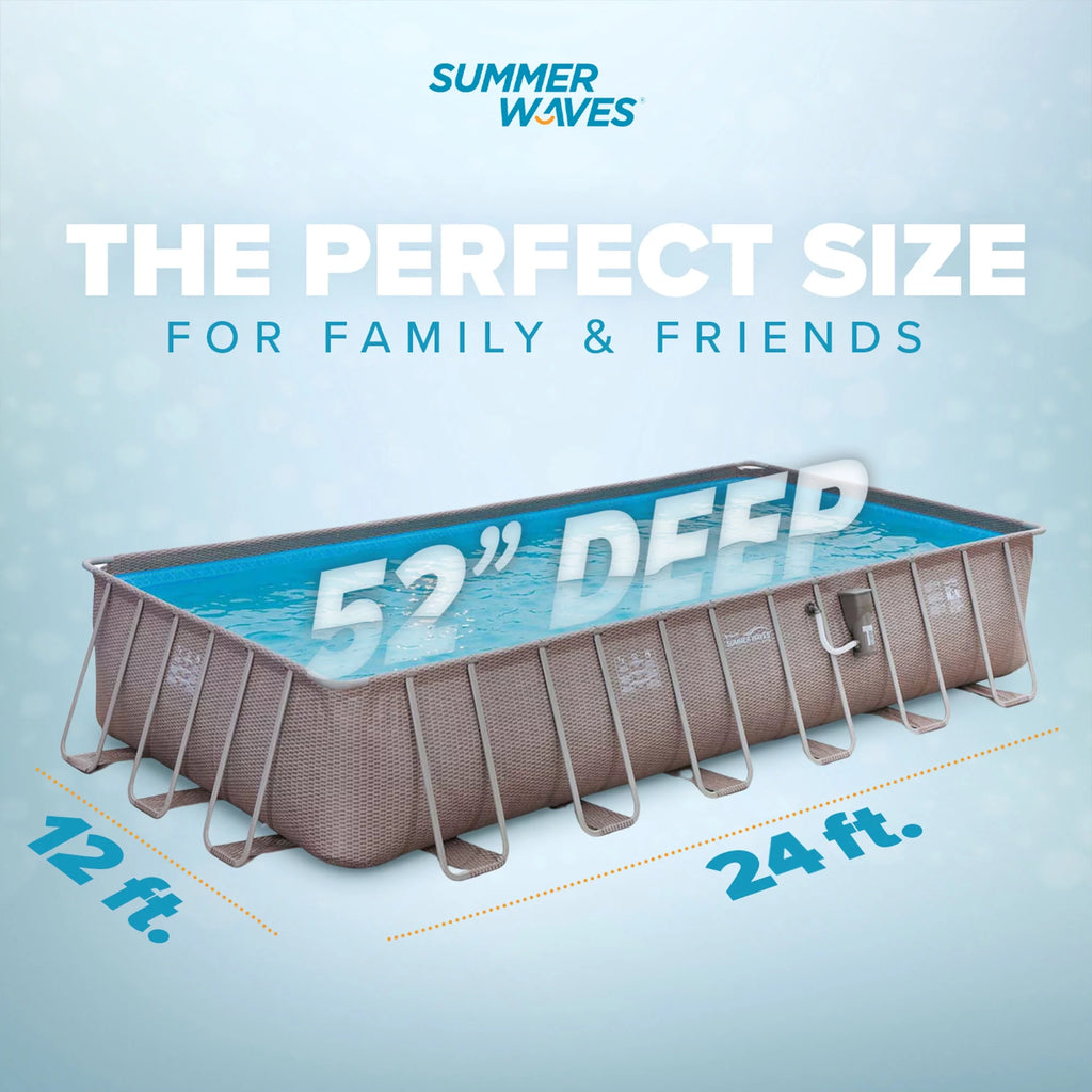 24 x 12 x 4.5' Rectangle Above Ground Frame Swimming Pool Set Z220085