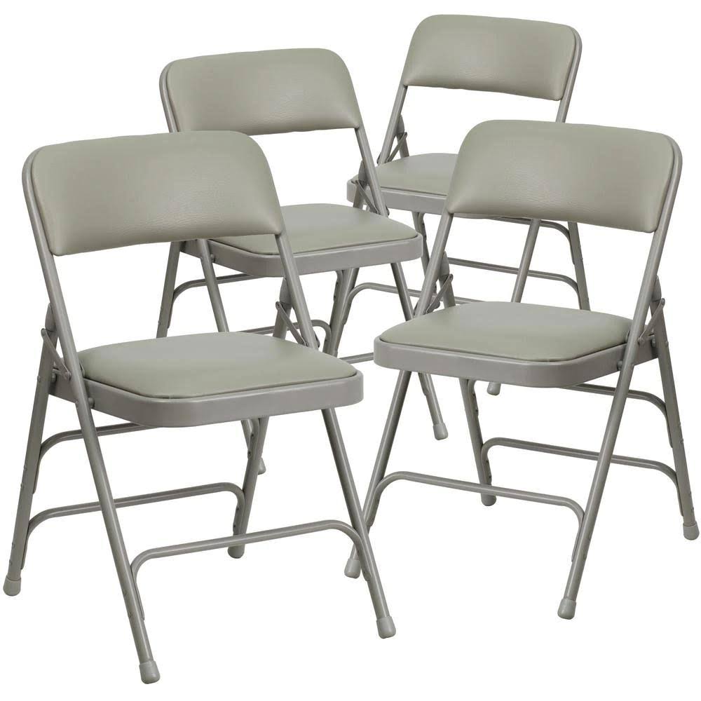Gray Vinyl Metal Folding Chair (4-Pack) G16866