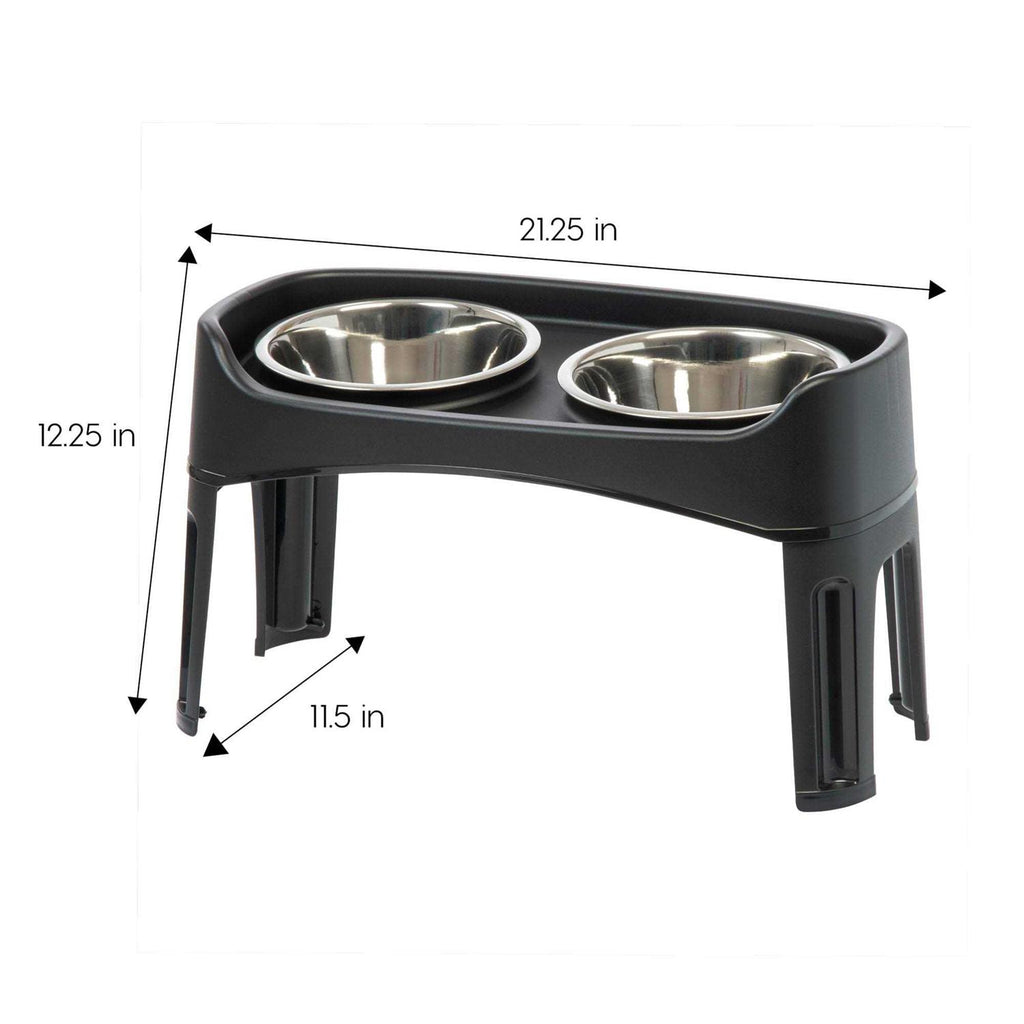 12 inch Elevated Dog Bowls with 2 Qt Stainless Steel Bowls U6791