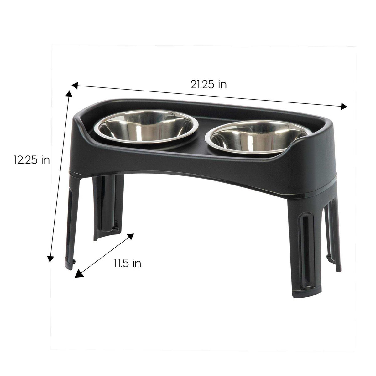 12 inch Elevated Dog Bowls with 2 Qt Stainless Steel Bowls U6791