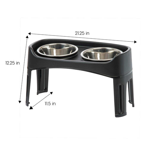 12 inch Elevated Dog Bowls with 2 Qt Stainless Steel Bowls U6791