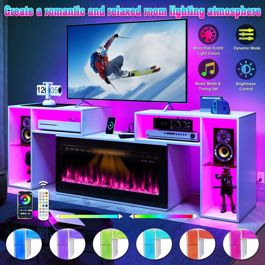 White Entertainment Center with Electric Fireplace and 42 Fireplace Z415348