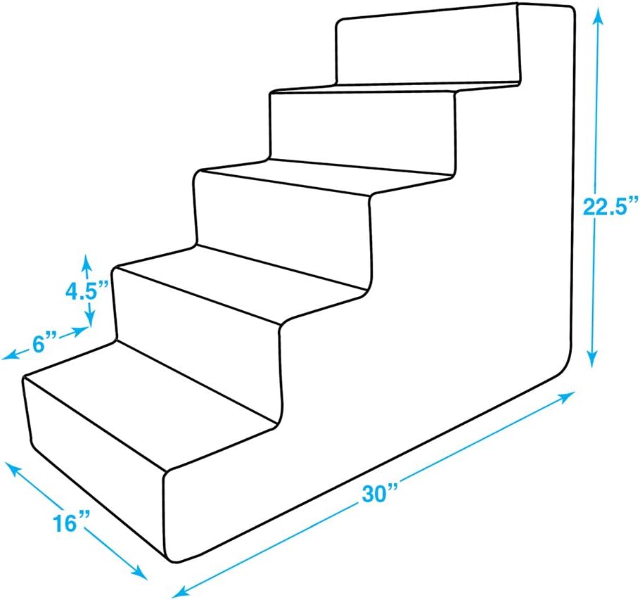 Gray Lattice Print 5-Step Pet Steps and Stairs with Foam, Pack of 2 T64645