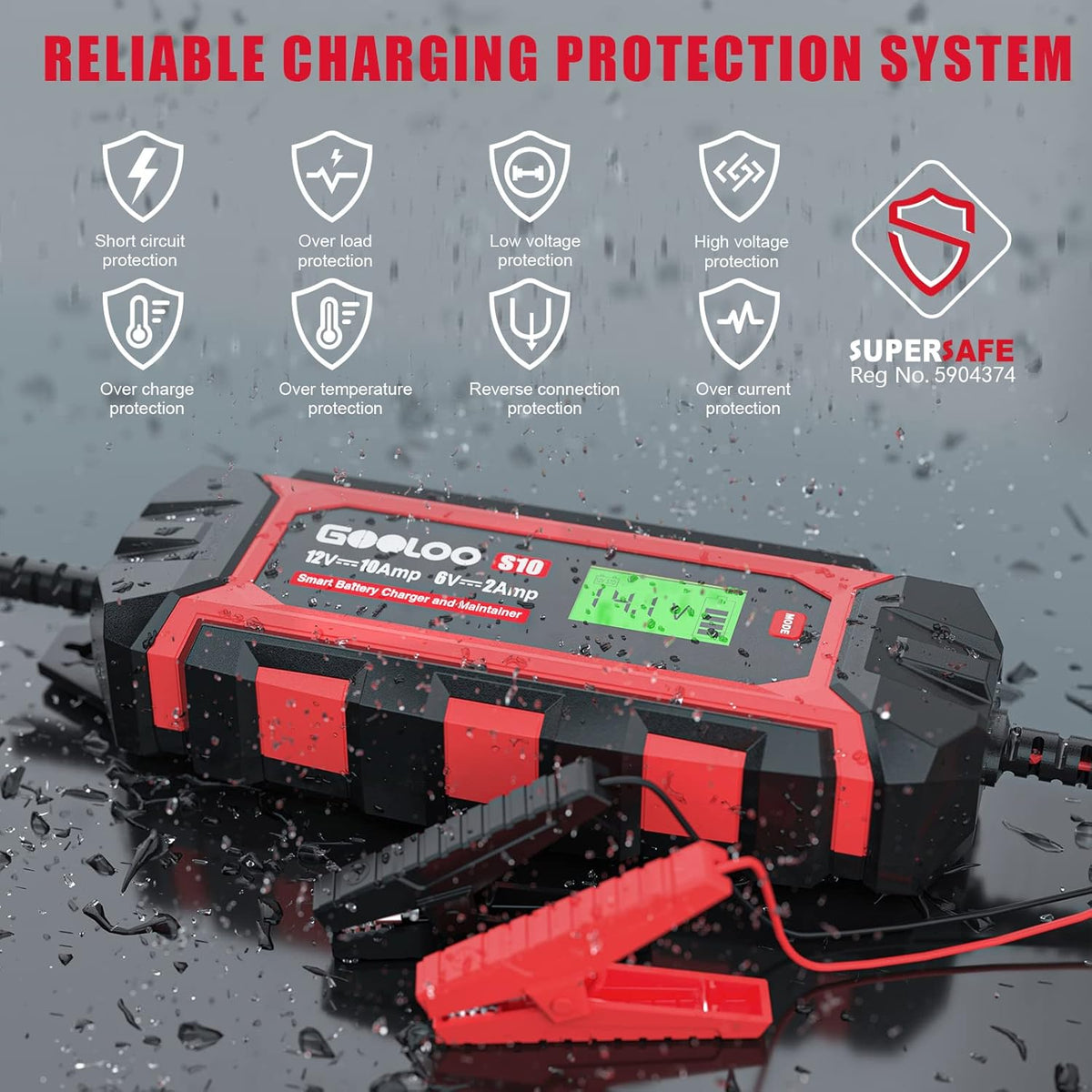10-Amp 6V 12V Fully Automatic Battery Charger Maintainer, Pack of 2 N43747