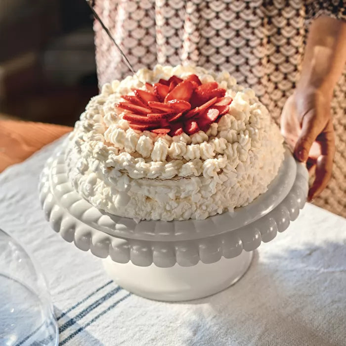 Milk White Cake Stand With Dome Z113