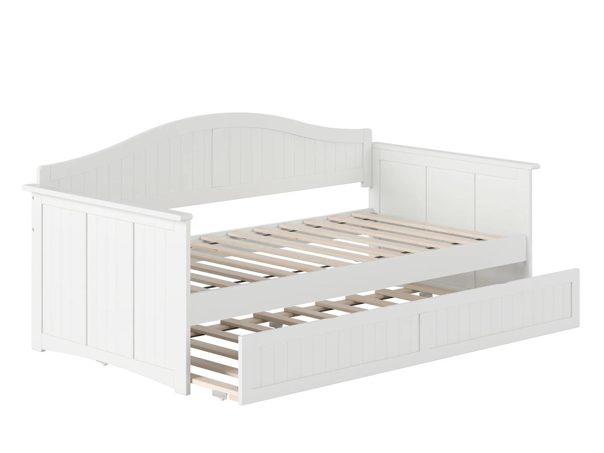 White Twin Size Wood Daybed with Trundle T749342