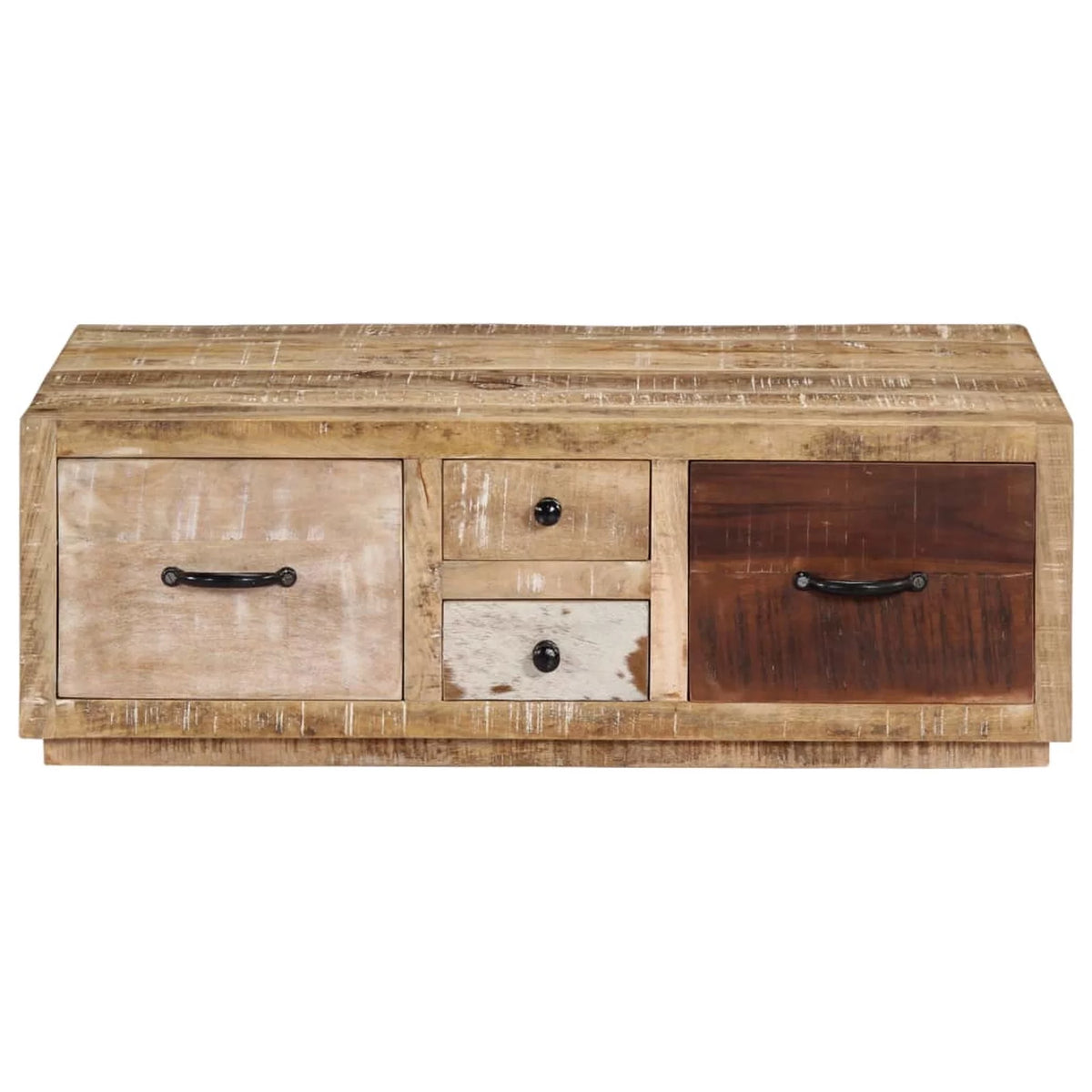 Coffee Table with 4 Storage Drawers Mango Wood 35.4 x 23.6 x 11.8 Inches L3527