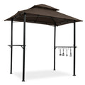 Brown Steel Frame Outdoor Grill Gazebo with Canopy R5288