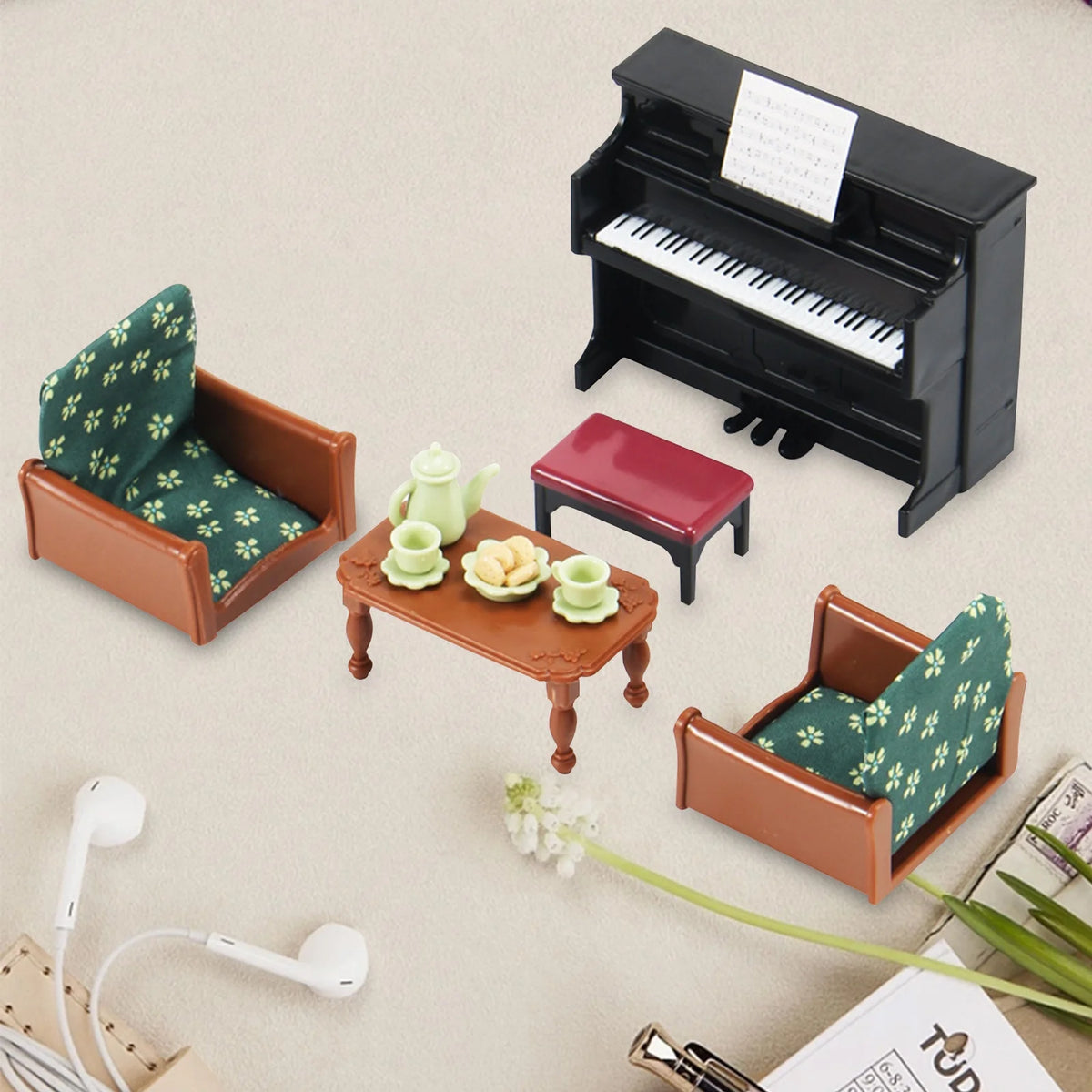 Miniature Dollhouse Furniture Kitchen Play Set with Refrigerator K54254