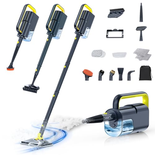 10-in-1 Steam Mop with Detachable Handheld Steamer, 350ml Tank, 2-Level Control and Swivel Head, Gray B94940