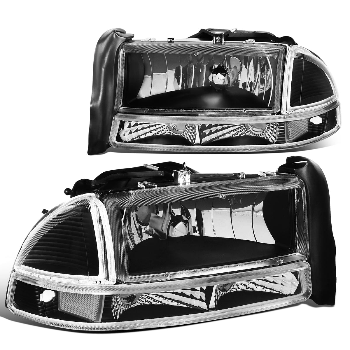 4pcs Replacement Headlight Bumper Lamp Black Housing Clear Side A473945