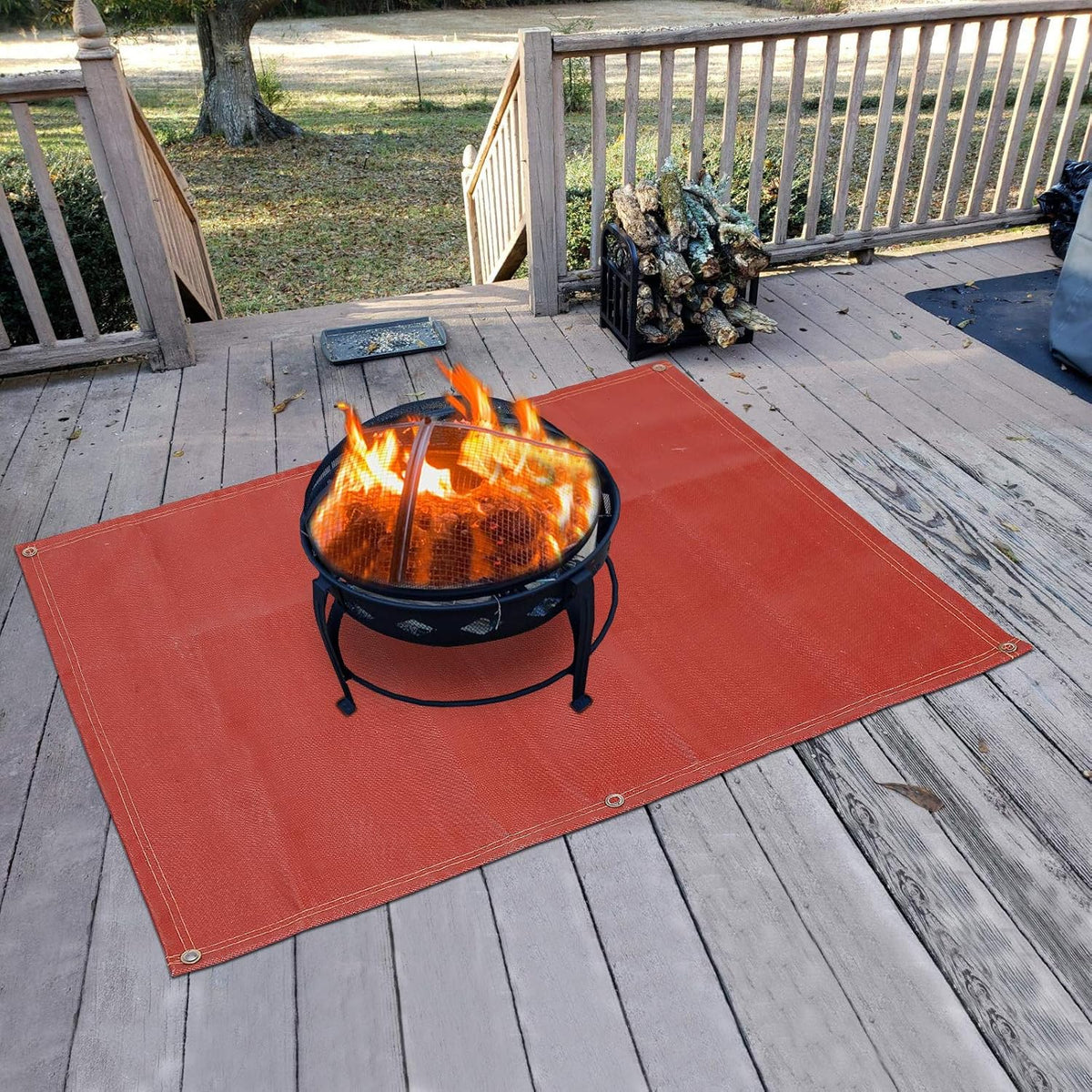 Fireproof Silicone Fire Pit Mat, Washable, 70”×58”, Pack of 2 C3996