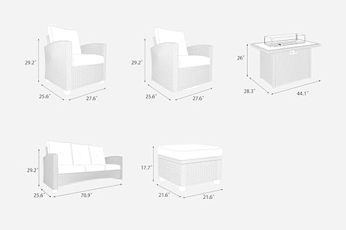 4 Piece Wicker Patio Furniture Set with Fire Pit Table Z2876