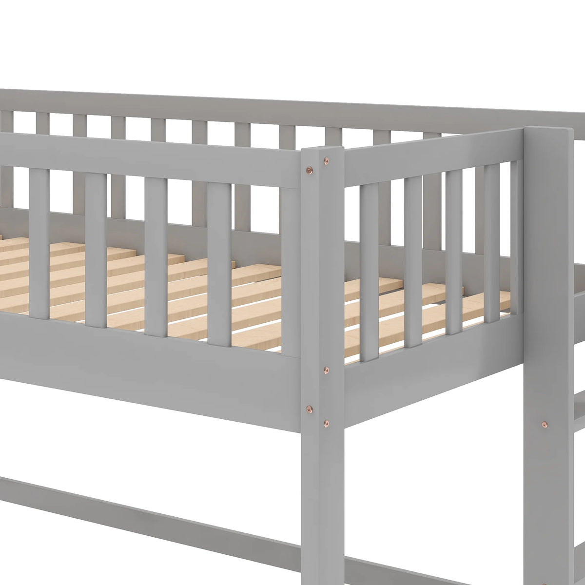 Wood Twin Loft Bed with Ladder and Slide, Gray Z972
