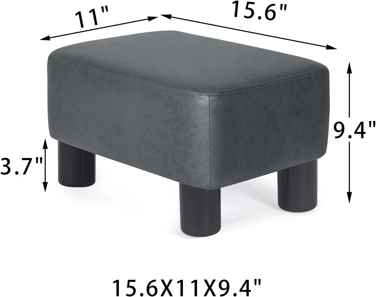 Fabric Rectangular Ottoman Footstool Dark Gray P983