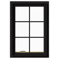 24 in. x 36 in. Black Painted Clad Wood Left-Handed Casement Window with Colonial Grids T719966