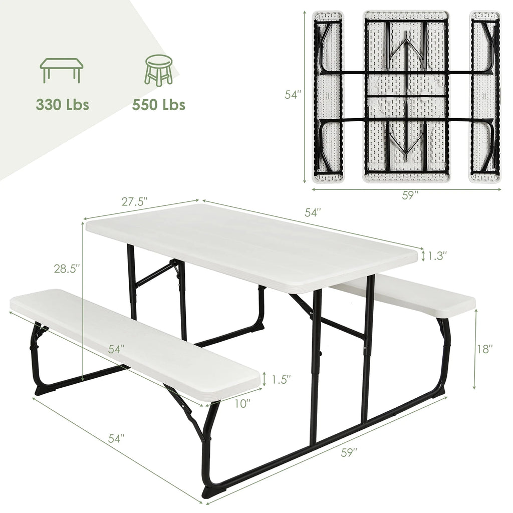 Folding Picnic Table Bench Set Grey D13559