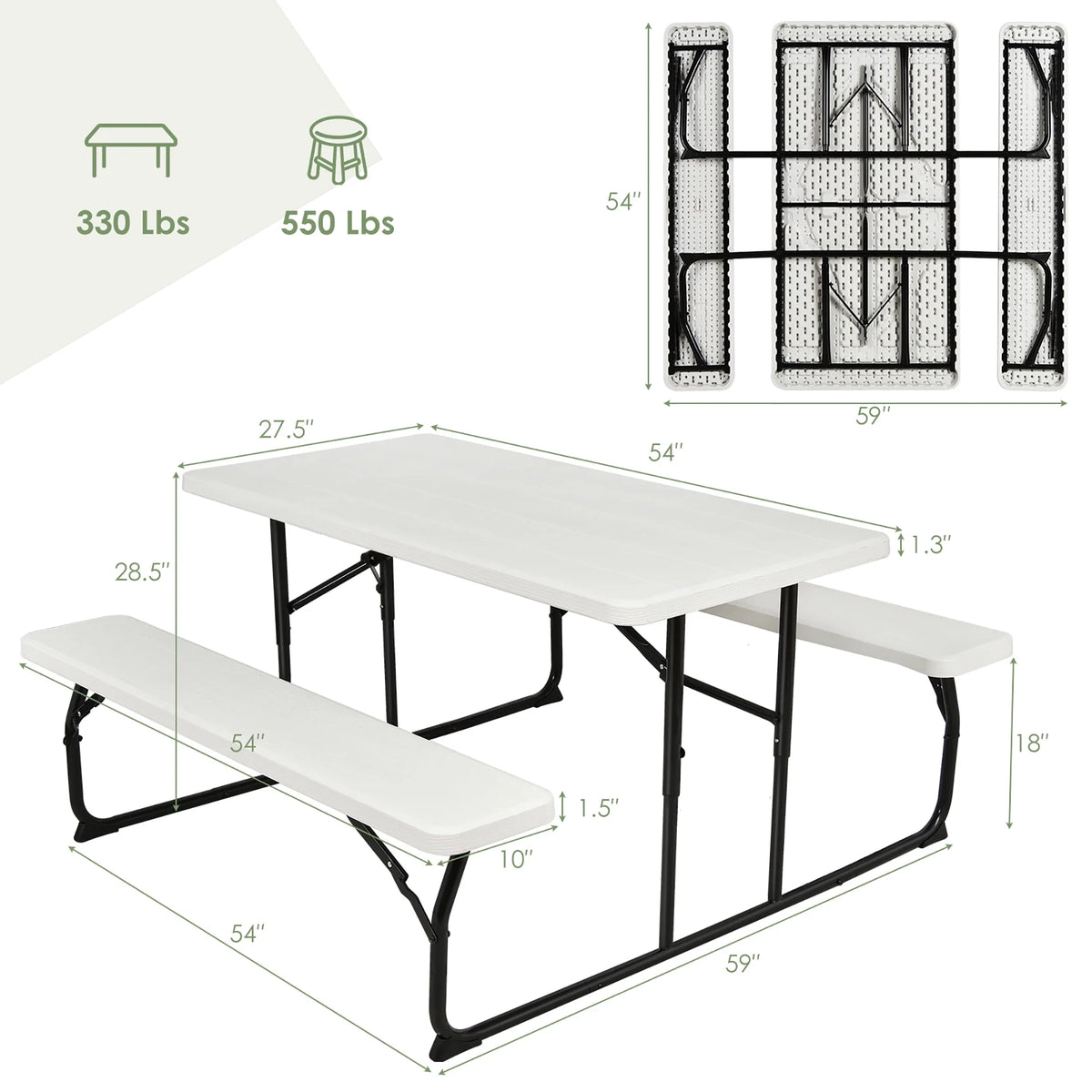 Folding Picnic Table Bench Set Grey D13559