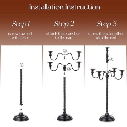 Black 28 Inches 5 Arm Metal Candelabra Set of 2 T397