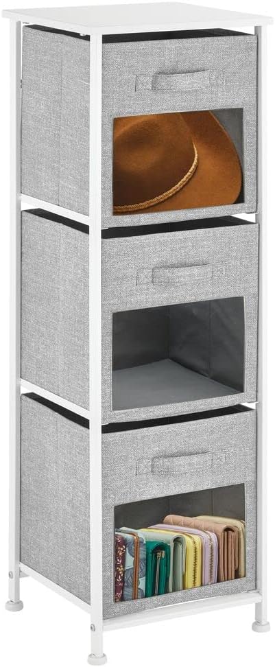 Vertical Furniture Storage Tower with 3 Drawers, Gray D4292