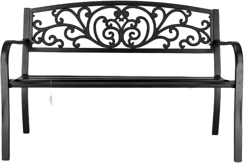 50 Patio Garden Bench Outdoor Metal Cast Iron Steel Frame Chair X349