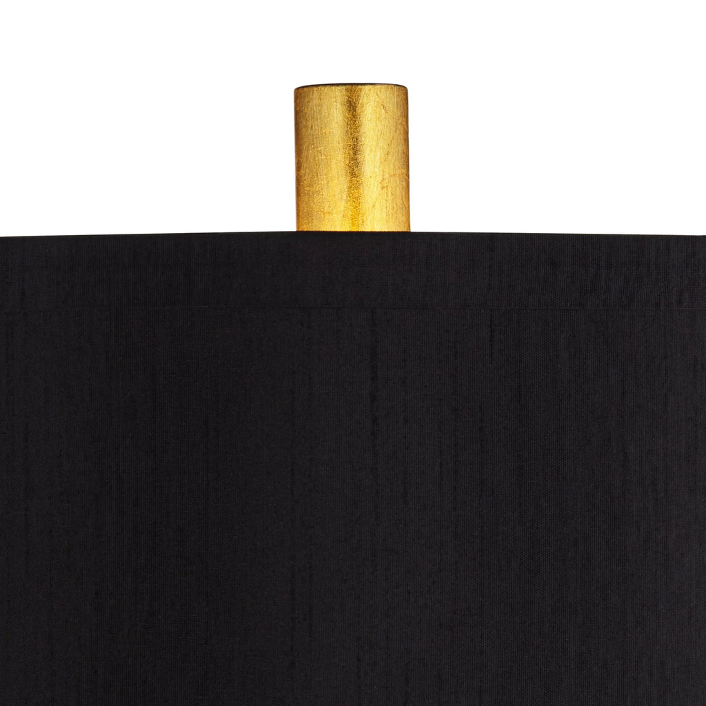 32" Tall Modern End Table Lamps Set of 2 Gold Leaf Black Shade X2645