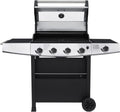 4-Burner Propane Gas Grill with Side Burner, Stainless Steel 60,000 BTU, Black F328386
