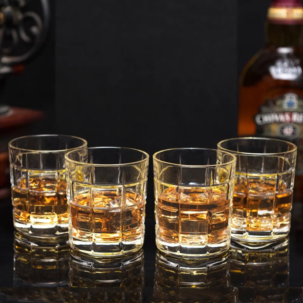 Clear Old Fashioned Whiskey Glasses Set of 4 F138