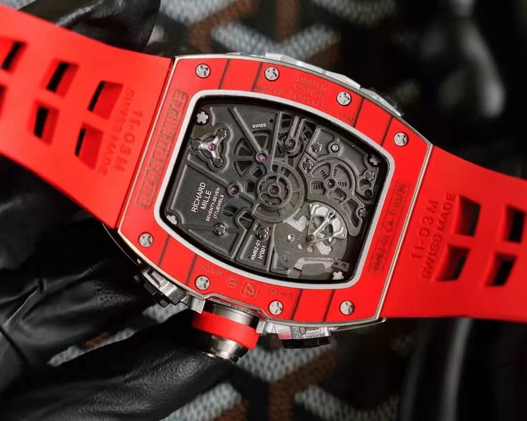 Tourbillon Vibrating Alarm Red Bezel Red Rubber Strap Y90744