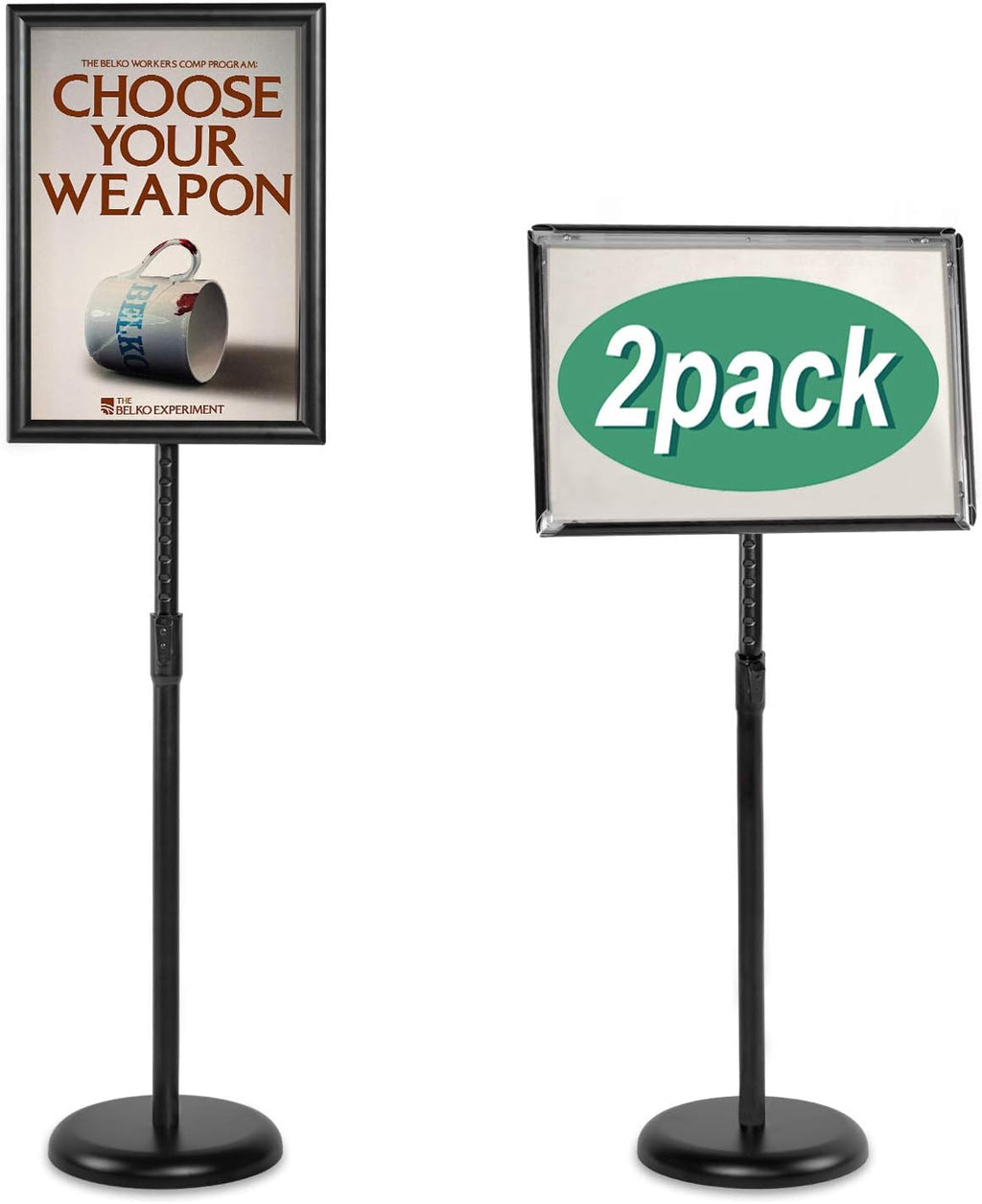 Heavy Duty Adjustable Aluminum Floor Standing Sign Holder, Black H195