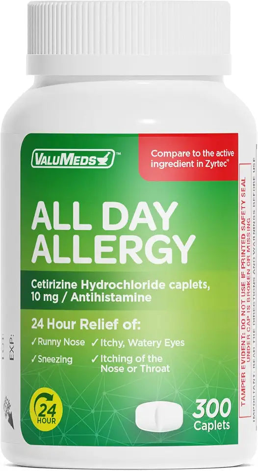 24-Hour Allergy Medicine 300-Count Cetirizine HCl 10mg Caplets T507717